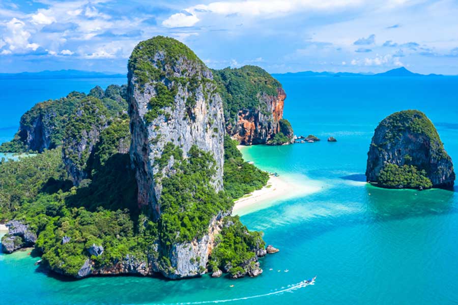 Aerial view of Krabi limestone headlands near Railay Beach